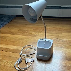 Modern White Desk Lamp with USB Ports